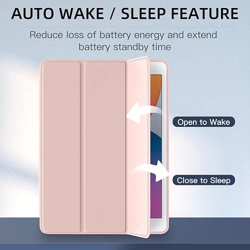 Mastten Compatible with iPad 9th/8th/7th Generation Case, for iPad 10.2 Inch Case with Pencil Holder, TPU Smart Stand Back Cover 2021/2020/2019, Auto Wake/Sleep, Rose Pink thumbnail 3