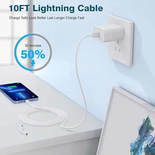 iPhone Fast Charger,Extra Long iPhone Charger Fast Charging 10Foot 2Pack i Phone Chargers 10FT USB C to Lightning Cable Cord Adapter for iPhone 14 Pro Max/14 Plus/13 Mini/13/12/11/X/XR/SE/iPad/AirPods thumbnail 4