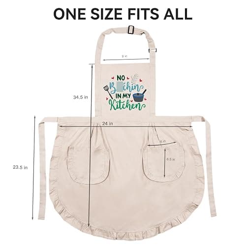 Fairy's Gift Funny Cooking Aprons for Women, Cute Embroidered Womens Kitchen Apron w/Pockets for Cooking Baking - Thanksgiving Christmas Bday Baking Gifts for Mom Wife Grandma Baker Daughter Chef Her thumbnail 3