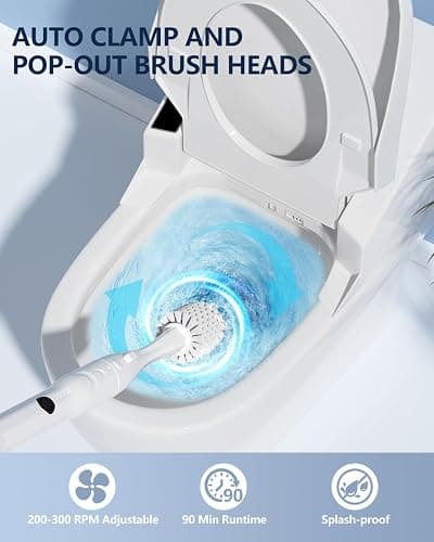 Electric Toilet Brush and Holder Set, Leebein 8 in 1 Electric Toilet Bowl Cleaning Kit with 8 Replaceable Brushes, Hard Nylon Brush and Soft Silicone Brush, 6 Refills Disposable Cleaner Brush thumbnail 3
