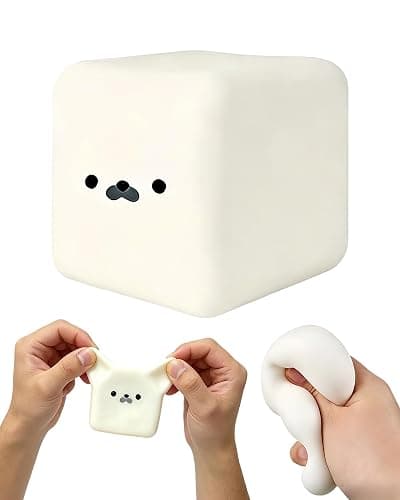 Seal Tofu Squishy, Marshmallow Slow Rising Stress Relief Fidget Toys for Adults, Moldable Dough Cube Sensory for Anxiety Relief, Desk Decor, Party Favors, Pocket Fidget Stress Toy(2 Pack - Image 1