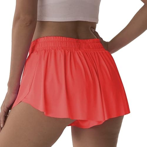 Flowy Athletic Shorts for Women Running Tennis Butterfly Shorts Girls 2-in-1 Double Layer Quick-Drying Comfy Shorts thumbnail 2