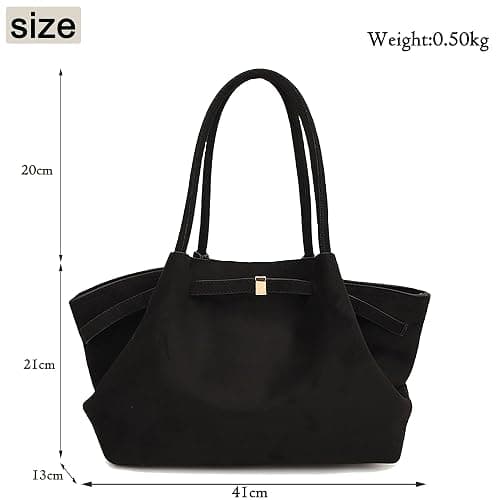 Makukke Kunstwildleder Tote Bag, Kunstwildleder Tasche Damen Hobo Handtasche Damen Mittelgroß Vintage Schultertasche Slouchy Bag für Arbeit Büro Reisen Einkaufen Schule - Kaffee thumbnail 3