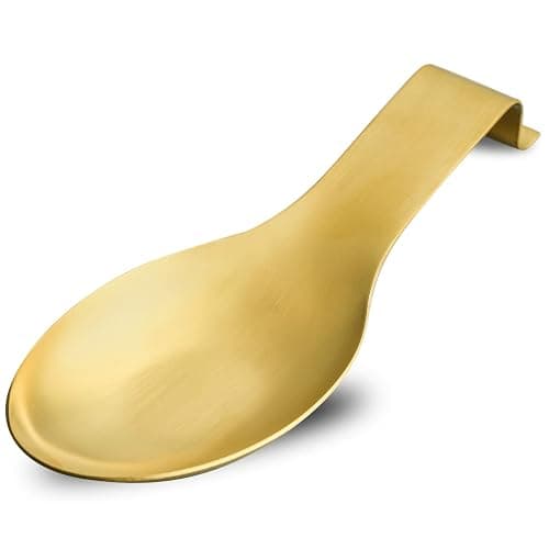 BETTWILLGold Spoon Rest for Kitchen Counter, Stainless Steel Spoon Holder for Stove Top, Spatula Ladle Spoon Utensils Holder, Gold Kitchen Accessories, Gold Cooking Utensiles. - Image 1