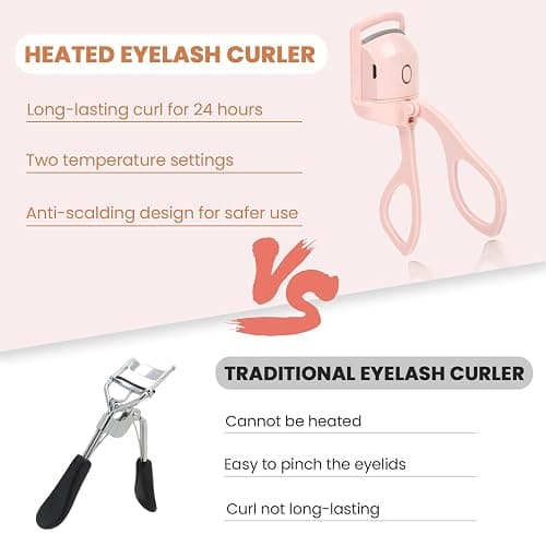 Electric Heated Eyelash Curler for Women – USB Rechargeable Heated Lash Curler with Quick Heat-Up, Multi-Temp Settings, 24H Natural Curl, Anti-Scald Silicone, Portable Makeup Tool, Pink thumbnail 9