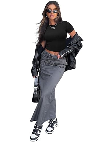 SAMPEEL Crop Tops for Women Summer Trendy Tight Tshirts 2024 Slim Fit thumbnail 5