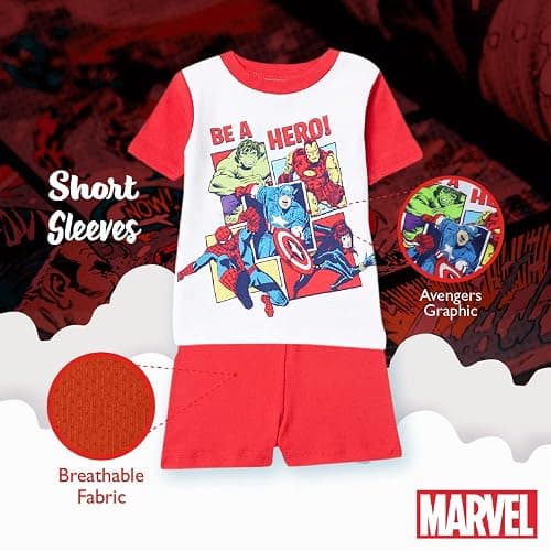 Marvel Boys' 6-piece Snug-fit Cotton Pajama Set, Soft & Cute for Kids, Comfortable Nightwear thumbnail 5