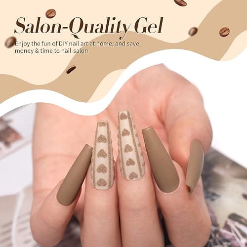 Born Pretty Gel Nail Polish 6 Colos,Nude Brown Skin Tone,Roasted Chestnuts Chocolate Gel Polish Collection Neutral Beige Khaki Gel Polish Kit All Seasons Nail Art Manicure DIY for Home Salon thumbnail 6