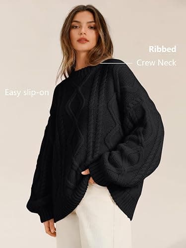 Trendy Queen Women's Oversized Cable Knit Sweaters 2026 Fall Outfits | Quiet Luxury Style, Chunky Knit Texture, Winter Holiday Outfit, Easy Layering Piece, Fall Fashion Staple thumbnail 4
