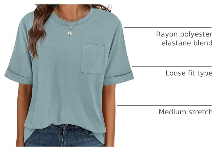 ANRABESS Womens Tops Short Sleeve Oversized T Shirts | Basic Tee with Chest Pocket，Summer Loose Fitting Tshirts，Business Casual Work Outfits，Travel Daily Wear，ALL-Seasons Clothes thumbnail 4