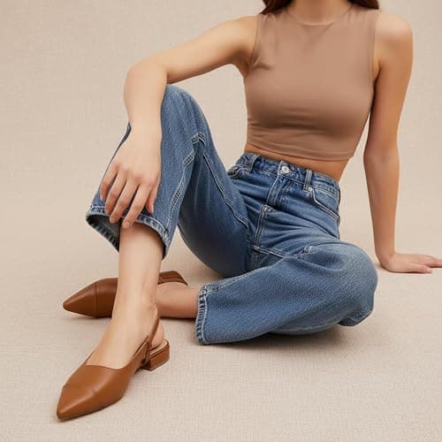 CUSHIONAIRE Women's Forever Pointed Toe Sling Back Dress Shoe +Memory Foam, Wide Widths Available, Cream Smooth thumbnail 8