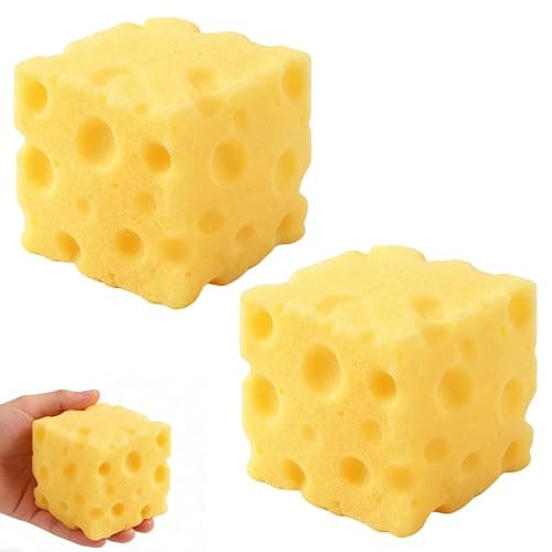 2Pcs ﻿Yellow Cheese Squeeze Toy, Soft Cheese Squishy Toy, Rebounding Sensory,Help for Relax,Focus, Sensory Cheese for & Adults, Cheese Cubes Squishy Toys,Stress Balls for Adults (2.4 in) - Image 1