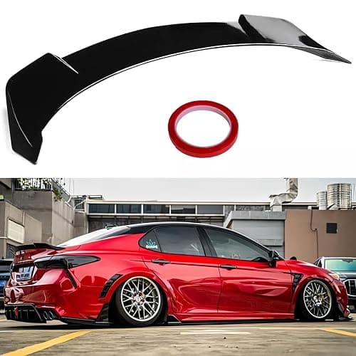 Oasiland Rear Spoiler Compatible with 2018-2024 Toyota Camry SE XSE L LE XLE Hybrid, V2 Style Fits for 2018 2019 2020 2021 2022 2023 2024 Sedan, Trunk Duckbill High Kick Wing Lip Glossy Black thumbnail 5
