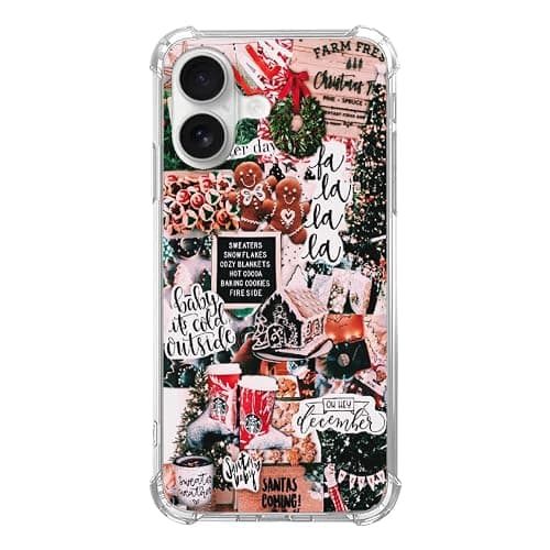 Oubliert Aesthetic Christmas Collage Case for iPhone 16, Trendy Unique Design Soft TPU Bumper Cover - Image 1