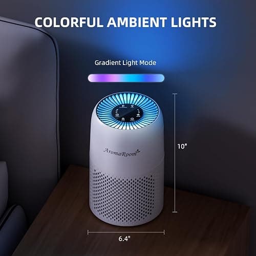 AromaRoom Air Purifiers for Home Bedroom with True HEPA13 Filters 3-in-1, Pet Air Purifier with Aroma Pad for Wildfires Smoke Pollen Dander, 22dB Quiet Air Cleaners for Baby Room Office Dorm thumbnail 8