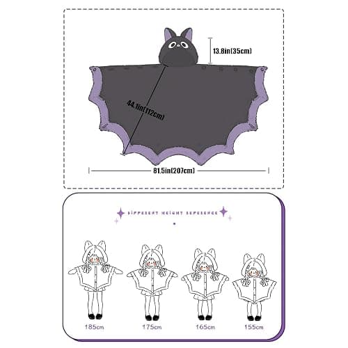 Cute Bat Blanket Hoodie, Wearable Bat Blanket Adult for Halloween Cosplay, Soft Hooded Bat Cape for Women thumbnail 6
