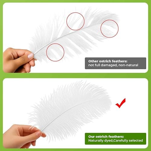 Piokio 10 pcs White Ostrich Feathers 14-16 inch(35-40 cm) Bulk for Wedding Party Centerpieces, Gatsby Decorations thumbnail 3