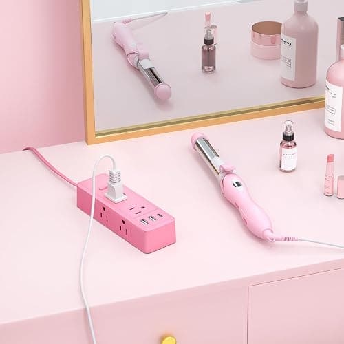 NTONPOWER Pink Extension Cord 10 ft, 1080 Joules Surge Protector Power Strip with 6 Widely Outlets 3 USB (1 USB C), Flat Plug Extension Cord Power Strip Long Cord for Home Office Dorm Room Essentials thumbnail 5