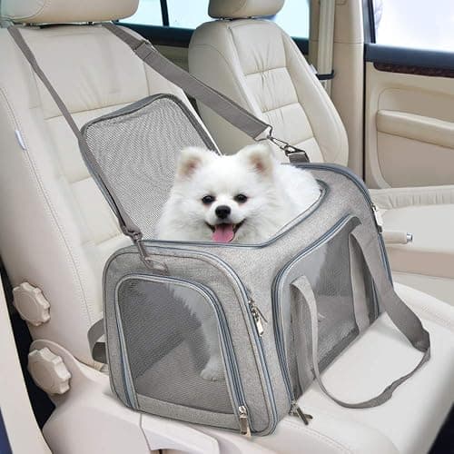 Henkelion Cat Carriers Dog Carrier Pet Carrier For Small / Medium Cats Dogs Puppies (Up To 15lbs), TSA Airline Approved Small Dog Carrier Soft Sided, Collapsible Waterproof Travel Puppy Carrier - Grey thumbnail 6