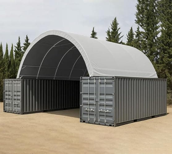 Mytee Products 40'(L) x 40'(W) Shipping Container Canopy Shelter - 21 Oz 610 GSM PVC Dark Gray Cover Storage Container Roof with No End Walls - Durable & Weather-Resistant thumbnail 4