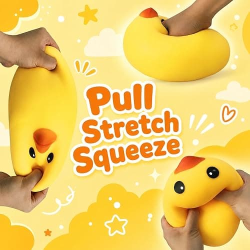 Duck Squishy Squeeze Toy, Jumbo Squishy Duck Stress Relief Toy for Kids & Adults, Dough Ball, Sensory Toys, Animal Squeeze Stress Balls Fidget Toys for Anxiety Relief, Squishies for Autism ADD/ADHD thumbnail 4