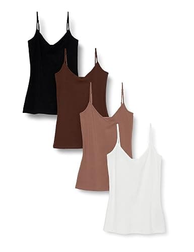 Amazon Essentials Women's Slim-Fit Knit V-Neck Layering Cami (Available in Plus Size), Pack of 4 - Image 1