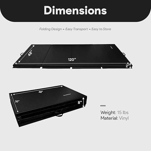 BalanceFrom 10x4 Feet 4-Panel Folding Gymnastics Mat – 2-Inch Thick Pad with Vinyl Surface and Carrying Handles for Tumbling, Yoga, Pilates, Home Workouts, and Martial Arts thumbnail 4