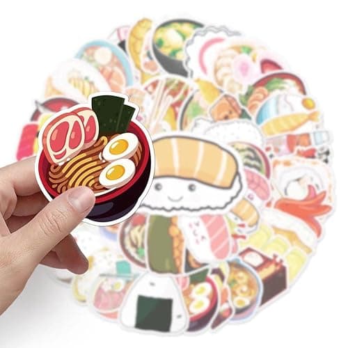 Japanese Food Stickers |50Pcs Japanese Cuisine Sushi Waterproof Vinyl Decals for Water Bottles Bicycle Laptop Refrigerator Luggage Computer Mobile Phone Skateboard Bike Décor thumbnail 6