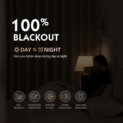FMFUNCTEX 100% Blackout Beige Curtains 84 Inches for Bedroom, 2 Panels | Black out Drapes, Thermal Insulated Noise Reducing, Textured Weave, Room Darkening, Window Curtain, for Living Room,Grommet thumbnail 4