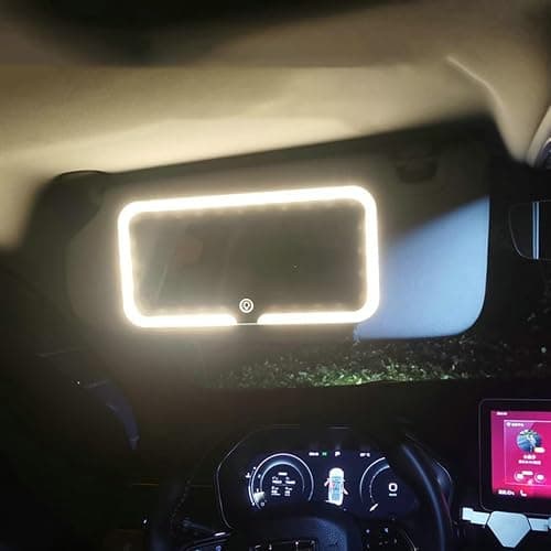 Car Vanity Mirror, Sun Visor Rechargeable LED Car Mirror, 3Modes & 60LEDs, Touch Control Dimmable, White thumbnail 3