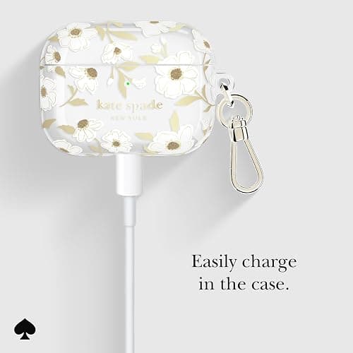 Kate Spade New York AirPods Pro 3 Protective Case with Keychain Ring Clip - Sunshine Floral, Compatible with AirPods Pro 3rd Generation thumbnail 5