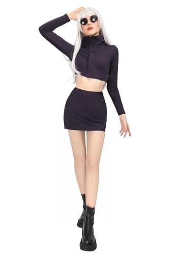 DAZCOS Anime Womens Cosplay Costume US Size Set Bodycon Crop Shirt and Skirt with Glasses for Party Halloween thumbnail 8