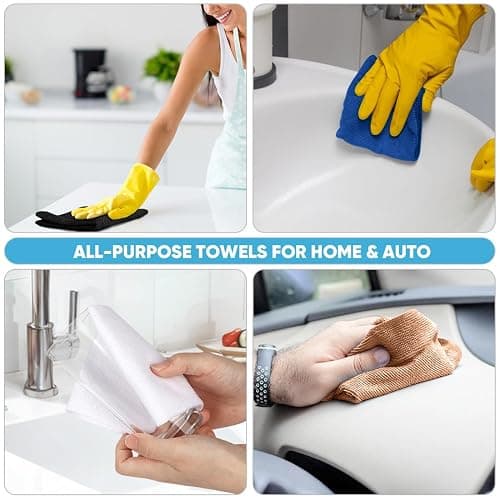 AIDEA Microfiber Cleaning Cloth Roll 55 Sheets, Black Microfiber Towels for Cars, Shop Rags Washable, Cleaning Rags Reusable Paper Towels for Automotive, Workshops, House, Cleaning Supplies 11×9" thumbnail 5
