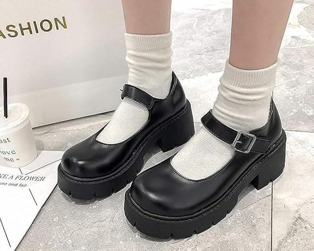 Women's Platform Mary Janes Heart Cat Buckle Rivets Ankle Lolita Gothic Princess Platform Pumps Patent Leather Thorn Vintage Traditional Embroidery Upper Dress Shoes thumbnail 5