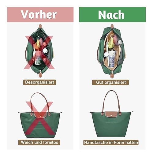 Taschen Organizer für Longchamp L,Organizer für Longchamp Tasche,Handtaschen Organi-zer,Filz Taschenorganizer mit mehreren Taschen,Folding Tote Bag Organi-zerfor Insert Wallet Organi-zer (Beige, L) thumbnail 5