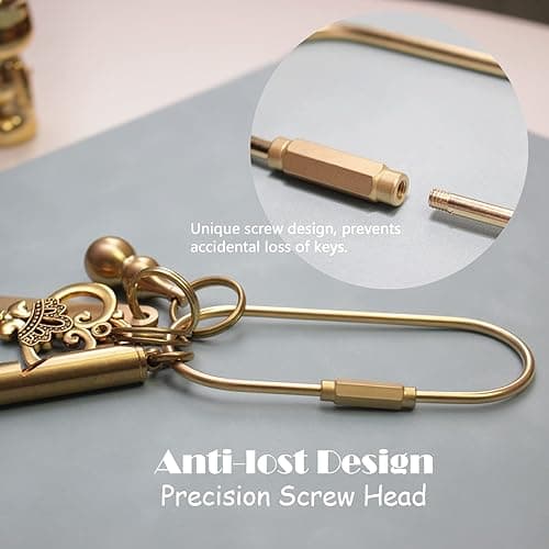 CMVFYL Gold Brass Key Rings, Purse Bag Charms for Handbags, Screw Lock Key Organizer, Carabiner Keychain Clip for Keys - Large thumbnail 3