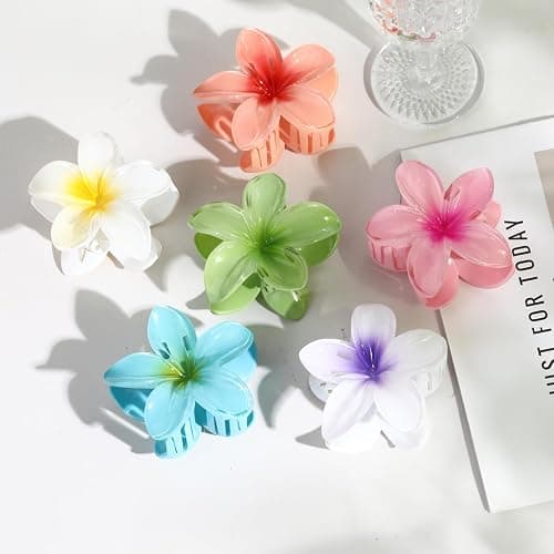 Hawaiian Flower Hair Clips – 6 Pack Colorful Claw Clips for Women & Girls, Large Aesthetic Hair Accessories for Thick or Thin Hair, Summer Beach Vacation Gift thumbnail 5