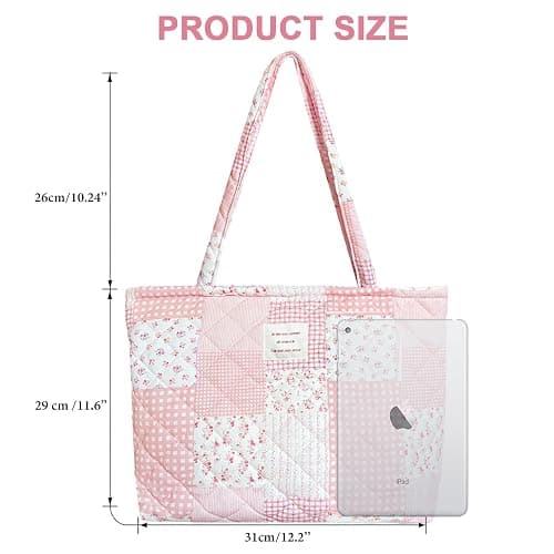 Modacarry Small Floral Quilted Tote Bag with Zipper Closure for Women Girls thumbnail 5