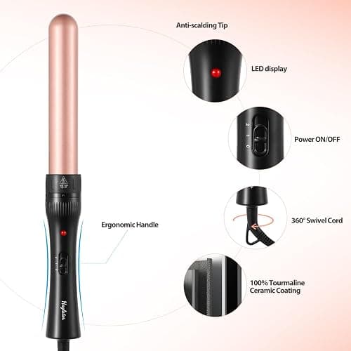 Haglater Lockenstäb 5 in 1, Keramik Lockeneisen mit Multifunktion Lockenbürste, Lockenstabe mit Verschiedenen Aufsätzen Große und Kleine Locken 9-38mm thumbnail 6