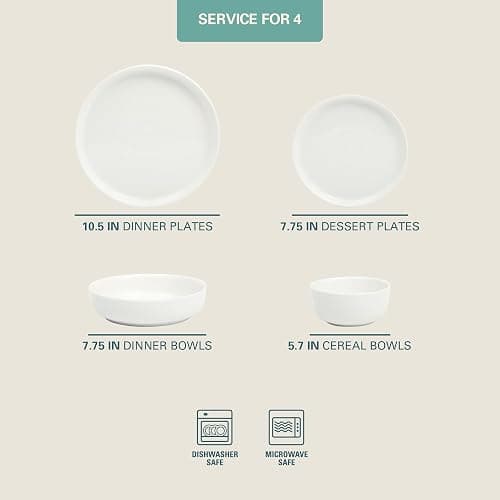 Gibson Home Oslo Porcelain Chip and Scratch Resistant Dinnerware Set, Service for 4 (16pcs), Ceramic Plates and Bowls Dishes Sets, White - Microwave and Dishwasher Safe thumbnail 3