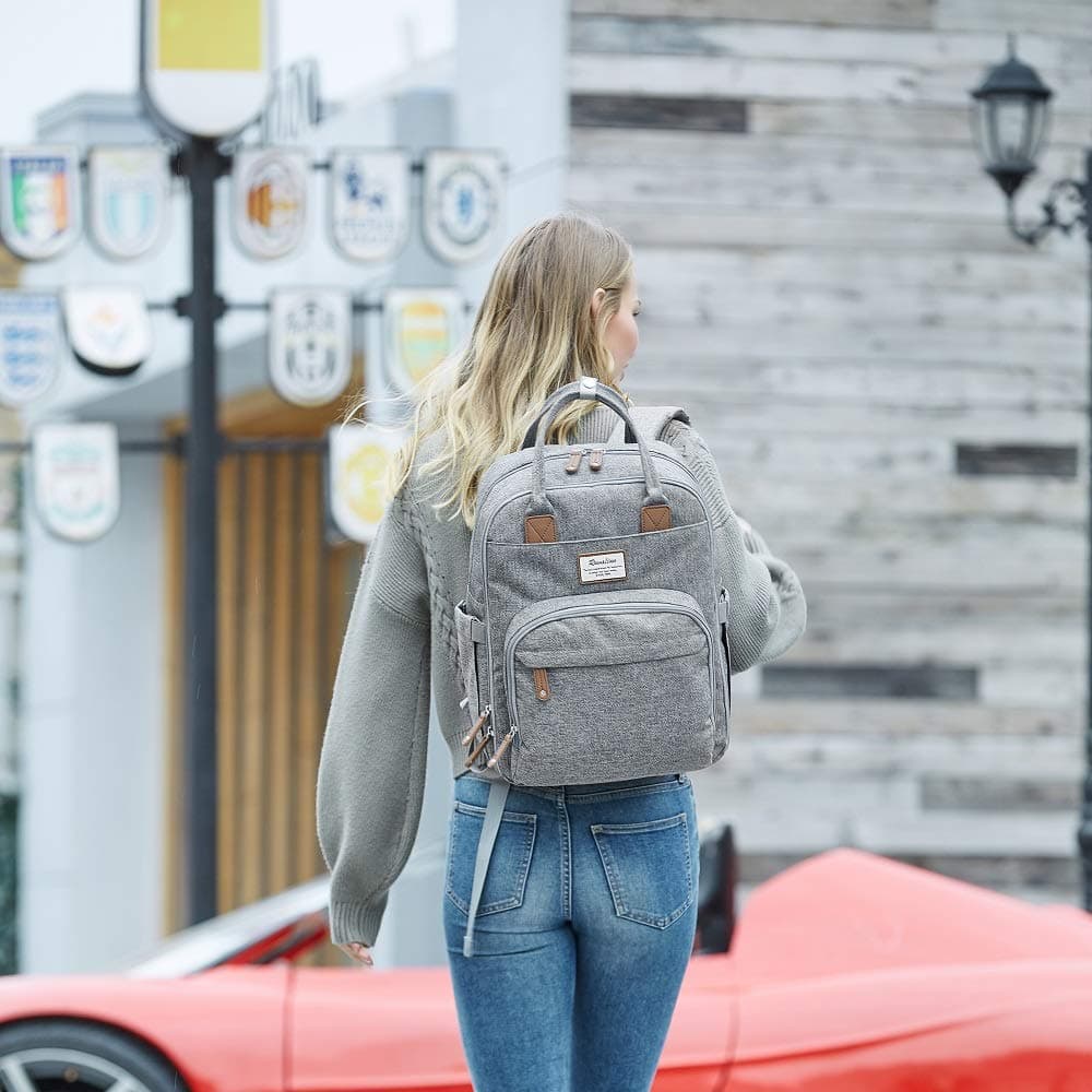 Ruvalino Diaper Bag Backpack, Baby Diaper Bag Backpack with Changing Mat for Mom and Dad (Grey) thumbnail 9