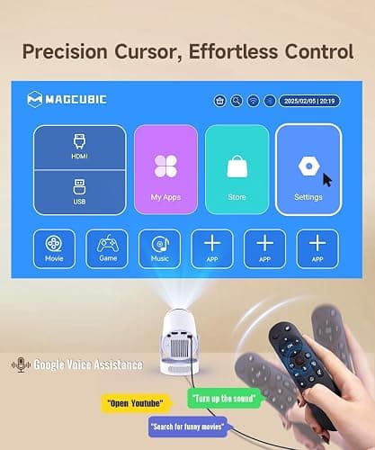Magcubic Projector 4K with WiFi and Bluetooth, Mini Portable Proyector with Auto Keystone, Outdoor Movie for Bedroom,200 ANSI,180 Degree Rotation,Built-in Apps Android 11 (Electric Focus & HY300Ultra) thumbnail 7