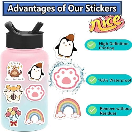 600 Pcs Cute Stickers Bulk for Kids Girls Teens Adults,Waterproof Cute Animal Stickers Pack for Water Bottles Laptop Phone,Teacher Prizes Sticker for Kids Classroom School thumbnail 3