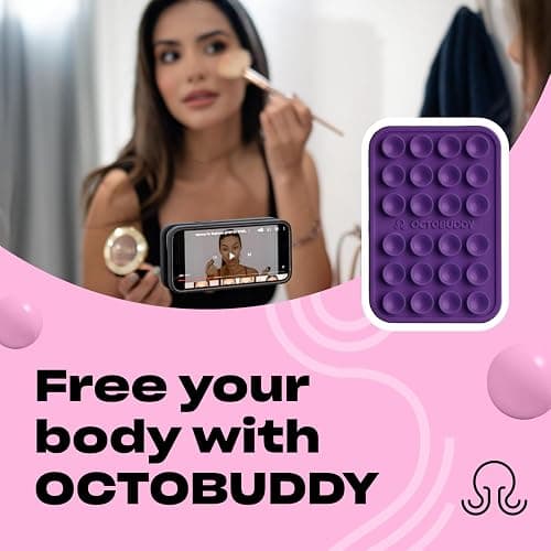 OCTOBUDDY Classic - Silicone Suction Phone Case Adhesive Mount - Hands-Free, Strong Grip Holder for Selfies & Videos - iPhone & Android Compatible - 2.25″ x 3.25″, Wisteria thumbnail 3