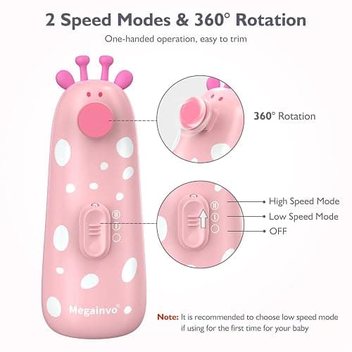 Baby Nagelfeile Elektrisch,Megainvo Baby Nagelscheren Nagelpflegeset Elektrische Nagelfeile Baby Erstausstattung Neugeborene Baby Nail Trimmer Elektrische Baby Nageltrimmer Maniküre Pediküre Set - Rosa thumbnail 5