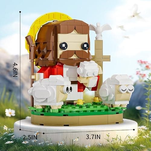 Taojiyuan Jesus Christ Building Blocks Set,Divine Shepherd Jesus Building Toy Jesus Figurine Educational Christian Toy for Kids thumbnail 3
