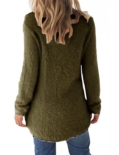 LemonGirl Women's Fashionable Long Sleeve Pullovers Loose Fluffy Fuzzy Jumper Sweater thumbnail 2