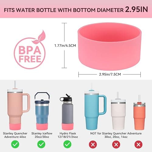 PICcircuit 2PCS for Stanley Boot, Silicone Bottom for Quencher Adventure 40oz 30oz IceFlow 20oz 30oz Bottle&for Hydroflask Tumbler 12-24oz for Stanley Cup Accessories Avoid Scratches&Noise thumbnail 2