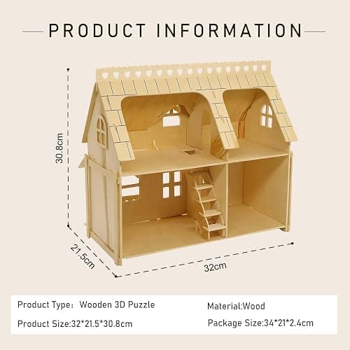 CUTEROOM 3D Puzzle House,Fantasy Villa Model Kit DIY Miniature Dollshouse | Pre-cut, glue-free assembly, Natural wood,Creative gift for adults thumbnail 3
