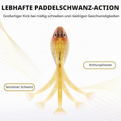 TRUSCEND Einfacher Fang Gummifische mit BKK-Haken, Besondere Vibrierende Schwimm- & zitternde Jigging-Aktion für mehr Bisse, tolle weiche Köder für Barsch, Forelle, Hecht, Zander, EIN Familienmuss thumbnail 5